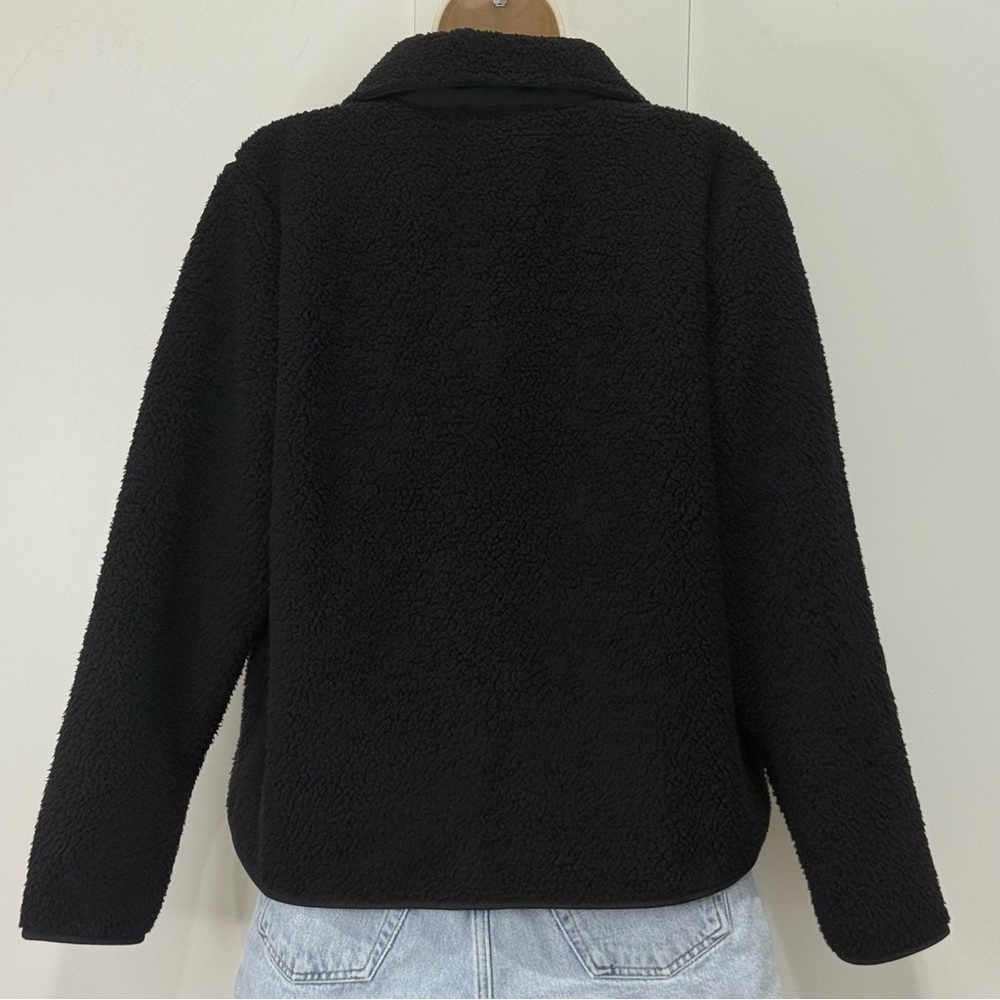 J.Crew Teddy Sherpa Lady Jacket Gold Buttons Small Black Preppy Classic Chic - Picture 5 of 15
